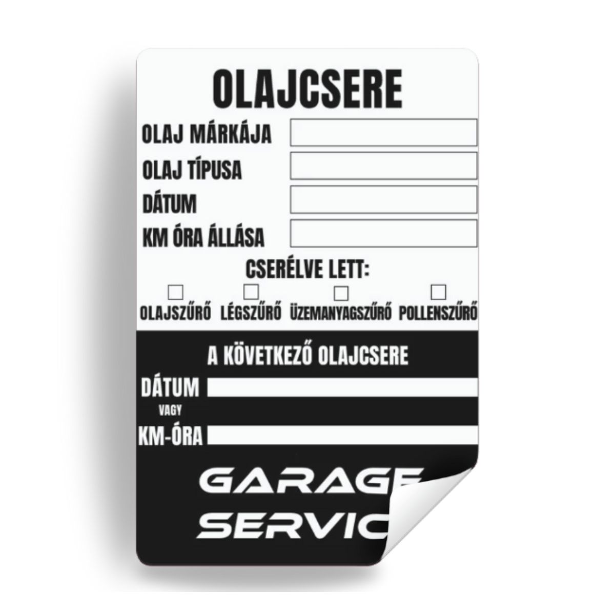 Olajcsere matrica 002-es minta modern feliratos szerviz emlékeztető